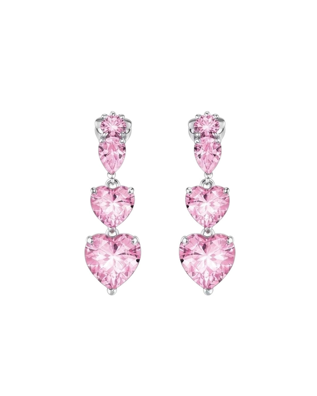 Tennis Heart Pink Earrings