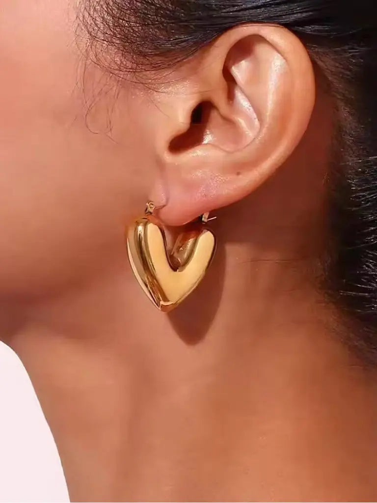 V Heart Earrings