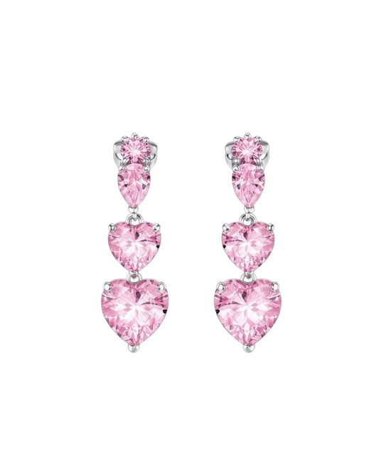 Tennis Heart  Pink Earrings